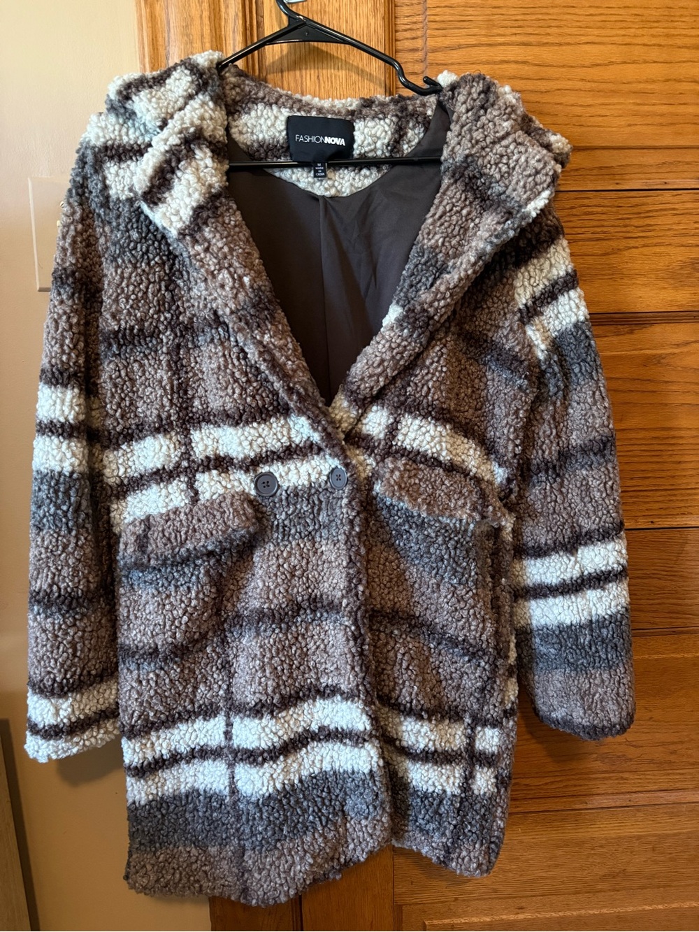 Fashion Nova Brown & Cream Sherpa Coat